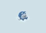  black_eyes full_body highres light_blue_background looking_down no_humans pokemon pokemon_(creature) poliwhirl simple_background sitting solo tenshinhannnn 