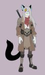  2023 anthro black_tail boots clothing coat felid feline footwear hair hi_res long_hair male malnourished mammal melee_weapon metal_(artist) metal_(character) scarf solo sword tail topwear weapon white_hair 
