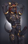  abs absurd_res anthro anubian_jackal biceps canid canine canis david_morston djoser_(psychoh13) ear_piercing genitals hi_res jackal male mammal muscular muscular_anthro muscular_male pecs penis piercing solo tail vein veiny_penis 