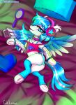  80&#039;s_theme absurd_res bronie cable caliluminos cassette clothing collar equid equine female feral headphones hi_res horse invalid_tag legwear mammal pegasus pony solo stockings vaporwave wings ych 
