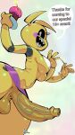  animatronic anthro avian balls beakless bib big_balls big_breasts big_penis bird black_sclera breasts chicken clothing crossgender cupcake english_text erection exclamation_point five_nights_at_freddy&#039;s five_nights_at_freddy&#039;s_2 food foreskin ftg_crossgender fti_crossgender galliform gallus_(genus) genitals gesture gynomorph hi_res holding_plate intersex machine open_mouth panties partially_retracted_foreskin penis phasianid plate robot scottgames sharp_teeth solo speech_bubble teeth text toonguy100 toy_chica_(fnaf) underwear waving waving_at_viewer white_eyes yellow_body 