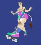  80&#039;s_theme absurd_res alpaca anthro armpit_hair beauty_mark big_breasts body_hair breasts bright_colors camel_toe camelid dipstick_tail eyewear female fluffy freckles hi_res mammal markings mature_female monocle nipple_outline overweight overweight_female roller_skates sagging_breasts solo tail tail_markings thick_thighs white_body wrinkles 
