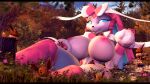  16:9 2023 3d_(artwork) 4k absurd_res anthro areola big_areola big_breasts big_ears blue_eyes bow_(feature) breasts buckteeth curvy_figure detailed_background digital_media_(artwork) eevee eeveelution eyelashes female feral fingers floppy_ears fluffy fluffy_tail forest fur generation_1_pokemon generation_6_pokemon group hi_res hourglass_figure huge_breasts hybrid long_ears macro multicolored_body multicolored_fur navel nintendo nipples nude open_mouth outside pink_body pink_fur plant pokemon pokemon_(species) short_tail sitting small_waist smile source_filmmaker sylveon tail teeth themanwithaquest thick_thighs tree two_tone_body two_tone_fur voluptuous white_body white_fur wide_hips widescreen 
