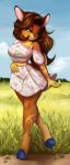  anthro arthropod butterfly clothed clothing deer dress female field hi_res insect lepidopteran lightly-san mammal solo 