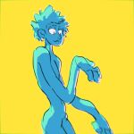  animated anthro blue_body canid canine canis featureless_crotch fluffy growth human humanoid looking_back male mammal nude potvoheu2 sharp_teeth simple_background solo tail tail_growth tail_motion tailwag teeth transformation were werecanid werecanine werewolf wolf yellow_background 