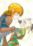 anthro avian azusa3581531491 beak blonde_hair blue_eyes blush duo feathers food hair humanoid hylian link male male/male nintendo pocky pocky_game pocky_in_mouth rito tears_of_the_kingdom the_legend_of_zelda tulin_(tloz) white_body white_feathers wings 