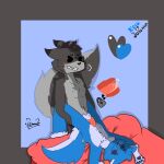  alexboom11 anthro balls blue_body bodily_fluids canid canine canis duo erection genital_fluids genitals grey_body hi_res jossmar male male/male male_penetrated male_penetrating male_penetrating_male mammal penetration sex wolf zeeb_wolfy 