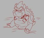  anthro belly bowser bracelet chibi claws collar horn jewelry koopa male mario_bros meme navel nintendo round_body scalie sitting solo spiked_bracelet spiked_collar spikes vanscraps x_navel 