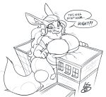  2023 anthro big_breasts big_butt blush blush_lines body_size_growth bottomwear breast_expansion breasts building building_destruction butt cleavage clothed clothing dialogue eevee expansion fangs female generation_1_pokemon growth hair huge_breasts huge_thighs lunarspy macro monochrome motion_lines nervous nintendo open_mouth pants pokemon pokemon_(species) signature simple_background size_transformation solo speech_bubble tail teeth text thick_thighs thigh_expansion topwear torn_clothing transformation unknown_character wardrobe_malfunction watermark worried 