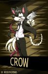  anthro black_body black_fur black_hair bottomwear canid canine claws clothing crow_(thedeathcrow) fox fur gun hair hi_res male mammal necktie pants ranged_weapon shirt solo suit tail teeth thedeathcrow05 topwear weapon 