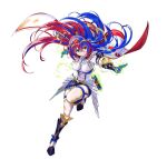  1girl alear_(female)_(fire_emblem) alear_(fire_emblem) armor blue_eyes blue_hair braid breasts crossed_bangs crown_braid fire_emblem fire_emblem_engage fire_emblem_heroes full_body gloves heterochromia jewelry kousei_horiguchi long_hair looking_at_viewer medium_breasts multicolored_hair official_art red_eyes smile solo split-color_hair tiara two-tone_hair very_long_hair 