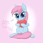  &lt;3 1:1 anonymous_artist blue_body blue_eyes blue_skin earth_pony embrace english_text equid equine female friendship_is_magic hasbro horse hug looking_back mammal mane my_little_pony pink_background pink_mane pink_tail pony simple_background solo tail text unknown_artist water_lilly 
