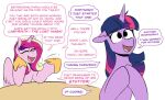  blush duo english_text equid equine female friendship_is_magic hasbro horn humanoid mammal my_little_pony princess_cadance_(mlp) redxbacon simple_background text twili twilight_sparkle_(mlp) unicorn white_background winged_unicorn wings 