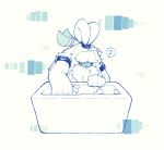  angoramon anthro bandai_namco bathtub digimon digimon_(species) digimon_ghost_game fluffy_chest hair hair_over_eyes hi_res lagomorph leporid long_ears male mammal musical_note ponytail_ears rabbit runapiero00 solo whistling 