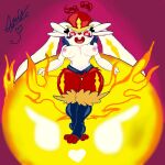  &lt;3 &lt;3_eyes 1:1 2022 anthro breasts buckteeth cinderace clothed clothing elchuydra female fire fur generation_8_pokemon hi_res looking_at_viewer medium_breasts multicolored_body multicolored_fur nintendo nipples open_mouth pink_nipples pokemon pokemon_(species) red_eyes signature sitting solo teeth topless two_tone_body two_tone_fur white_body white_fur womb_tattoo 