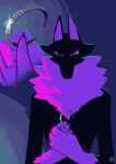  anthro black_body black_fur bodily_fluids bracelet eyes_closed female fen_(kemokin_mania) fur hi_res holding_object jewelry kemokin_mania multicolored_body neck_tuft nude purple_body purple_fur solo tears tuft two_tone_body 