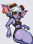  blush bra breasts clothing eyewear eyewear_on_head female goggles goggles_on_head hi_res humanoid humanoid_pointy_ears league_of_legends not_furry panties riot_games simple_background sketch small_breasts solo tongue tongue_out tristana_(lol) twistingtoxic underwear yordle 