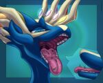  2022 5:4 ambiguous_gender blue_background blue_body bodily_fluids dripping female_(lore) gaping_mouth generation_6_pokemon group hi_res human human_prey imminent_oral_vore imminent_vore legendary_pokemon mammal nintendo open_mouth pokemon pokemon_(species) pokemon_pred saliva saliva_drip saliva_on_tongue simple_background suddendraft teeth tongue tongue_out uvula xerneas 