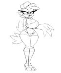  2023 absurd_res anthro avian beak big_breasts bird breasts cleavage clothed clothing eyelashes feathers female hat headgear headwear hi_res long_eyelashes navel nelljoestar simple_background sketch small_waist solo thick_thighs thong underwear wide_hips winged_arms wings 