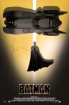  1boy akira batman batman_(1989) batman_(series) batmobile black_cape black_car cape car dc_comics motor_vehicle parody poster_parody shadow superhero the-imaginative-hobbyist walking 