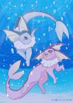  air_bubble alternate_color artist_name blush bubble full_body highres moshi2hitomoshi no_humans open_mouth pokemon pokemon_(creature) shiny_pokemon underwater vaporeon 