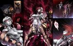  ! !! !? 1girl armor blue_eyes breasts corruption highres knight large_breasts long_hair nipples original petrification ponytail possessed red_hair transformation uns_(sdsxsoverlord) werewolf 
