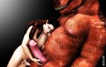  anthro circumcised dinosaur dragonfood duo foreskin genitals holding_penis human humanoid_genitalia humanoid_penis male male/male mammal musclegut muscular muscular_anthro muscular_male nude partially_retracted_foreskin penis reptile scalie theropod tyrannosaurid tyrannosaurus tyrannosaurus_rex 