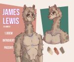  alpaca blue_eyes camelid eyewear g_jamez glasses hi_res jameslewis male mammal model_sheet solo 