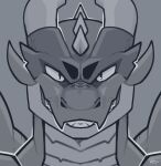  animal_humanoid anthro dragon eyebrows fangs grey_background grin horn humanoid kentott0 looking_at_viewer male scalie scalie_humanoid simple_background smile solo spikes teeth ven_(kodiak3d) 