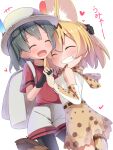  backpack blush bottomwear bow_tie clothing duo embrace feathers felid feline female female/female gloves handwear hat headgear headwear hi_res hug human kaban-chan kemono_friends makuran mammal serval serval-chan skirt tail_under_skirt 