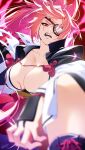  1girl baiken breasts eyepatch facial_tattoo guilty_gear highres large_breasts long_hair open_mouth red_eyes red_hair solo tattoo tochi_keisuke 