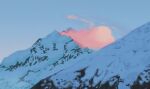  absurdres blue_sky cloud evening highres mountain no_humans original outdoors potatomochii scenery sky snow 