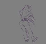  2023 anthro big_butt butt crashwolf epic_games fortnite grey_background komodo_dragon lizard male monitor_lizard reptile scalie simple_background smile solo teeth thunder_(fortnite) 