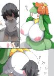  &lt;3 absurd_res anthro big_breasts breasts female generation_5_pokemon hair hi_res huge_breasts inverted_nipples larger_female lilligant male male/female menyang nintendo nipples not_furry pokemon pokemon_(species) size_difference smaller_female 