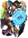  1girl aura_venefika bird_legs black_headwear braid breasts brown_hair brown_wings cleavage dairoku_ryouhei feathered_wings full_body hair_wings harpy hat highres huge_breasts koumu56 long_hair looking_at_viewer magic magic_circle mole mole_on_breast monster_girl sideboob smile solo thigh_strap transparent_background twin_braids very_long_hair winged_arms wings witch_hat yellow_eyes 