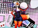  canid canine clothing female fox game_boy game_boy_family hi_res mammal nintendo overalls retro smile tape_player 