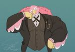  avian big_biceps big_chest big_muscles bird entitropy fur hi_res looking_at_viewer muscular navi_(navisdx) pink_body pink_fur simple_eyes solo 