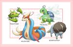  :&lt; black_eyes border bouffalant bright_pupils claws closed_mouth commentary fang fang_out floatzel fusion kazuko_(towa) machop metang milotic pokemon police smoke standing swadloon torkoal white_pupils 