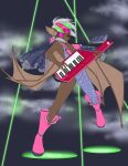  2016 80&#039;s_theme anthro bat bat_wings biped black_nose boots brown_body cape claws clothed clothing eyewear footwear front_view glasses green_hair grey_hair hair hi_res holding_musical_instrument holding_object keyboard_instrument keytar malachyte male mammal membrane_(anatomy) membranous_wings multicolored_hair musical_instrument neon open_mouth pink_boots pink_clothing pink_eyewear pink_footwear pink_glasses pink_hair playing_music short_hair solo sparkles standing teeth tight_clothing winged_arms wings 