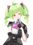  1girl absurdres delutaya dreamoon drill_hair gloves green_hair highres indie_virtual_youtuber red_eyes twin_drills utaite virtual_youtuber 