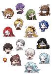  6+boys 6+girls absurdres ahoge angela_(project_moon) as-zero ayin_(project_moon) benjamin_(project_moon) binah_(project_moon) black_hair blonde_hair blue_hair brown_hair carmen_(project_moon) chesed_(project_moon) dual_persona gebura_(project_moon) green_hair grey_hair hairband high_ponytail highres hod_(project_moon) hokma_(project_moon) lobotomy_corporation lobotomy_corporation_logo long_hair malkuth_(project_moon) multiple_boys multiple_girls netzach_(project_moon) one_side_up parted_bangs portrait project_moon purple_hair red_hairband shaded_face short_hair sidelocks simple_background sweat tiphereth_a_(project_moon) tiphereth_b_(project_moon) very_long_hair white_background white_hair yellow_eyes yesod_(project_moon) 