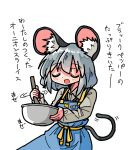  1girl animal_ears apron blue_apron copyright_request kasuya_baian mouse mouse_ears mouse_girl mouse_tail nazrin romaji_text tail touhou white_background 