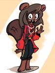  anthro beaver beaver_girl_(peargor) beaver_tail canada clothing female gesture glubees mammal police_uniform rodent royal_canadian_mounted_police smile solo uniform waving 