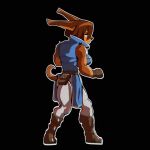  1:1 2023 animated anthro apsel_bluestar black_background boots brown_body brown_fur brown_hair canid canine canis castlevania clothing cosplay dobermann dog_knight_rpg domestic_dog female footwear fur hair konami mammal muscular muscular_anthro muscular_female pinscher richter_belmont rory_(ceehaz) simple_background sleeveless_shirt solo 