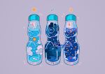  absurdres artist_name bottle cloud crescent drink grey_background highres lavender_background meyoco moon no_humans object_focus original rain ramune simple_background sparkle star_(symbol) sun water_drop 