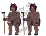  anthro equid equine erection highlights_(coloring) hooves kishukikin_(artist) male mammal middle_part overweight overweight_male plow solo tail wide_hips 