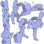  &lt;3 1:1 4_fingers anthro ass_up blue_body bodily_fluids breasts butt featureless_breasts female fingering fingers genital_fluids genitals hi_res itsunknownanon lagomorph leporid looking_at_viewer mammal multiple_images navel nude on_one_leg pussy question_mark rabbit raised_leg scut_tail short_tail simple_background sitting smile solo standing tail tongue tongue_out vaginal vaginal_fingering white_background 