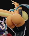  3d_(artwork) anthro big_breasts big_butt blue_eyes breasts butt charizard clothed clothing collar digital_media_(artwork) dragon fallen_angel_(artist) female generation_1_pokemon group hi_res huge_breasts huge_butt hyper hyper_breasts imminent_facesitting le_chumsky male male/female nintendo partially_clothed pokemon pokemon_(species) simple_background tail trio wings yuki_(evov1) yukizard_(evov1) 