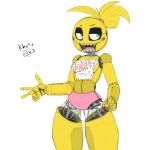  absurd_res animatronic anthro avian ball_joints beakless bib bird blue_eyes chicken clothing doll_joints exposed_endoskeleton female five_nights_at_freddy&#039;s five_nights_at_freddy&#039;s_2 galliform gallus_(genus) head_feathers head_tuft hi_res khutokun machine open_mouth panties phasianid pink_clothing pink_panties pink_underwear robot rosy_cheeks scottgames sharp_teeth simple_background solo teeth thick_thighs toy_chica_(fnaf) tuft underwear white_background wide_hips wire yellow_body 