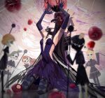  2girls akemi_homura akuma_homura apple black_hair clara_dolls_(madoka_magica) dress food fruit highres kaname_madoka kneehighs kneeling mahou_shoujo_madoka_magica mahou_shoujo_madoka_magica:_hangyaku_no_monogatari multiple_girls purple_eyes skirt socks xxxcxxxboom 